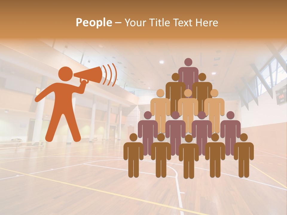 A Large Gymnasium With A Basketball Court And Wooden Floors PowerPoint Template