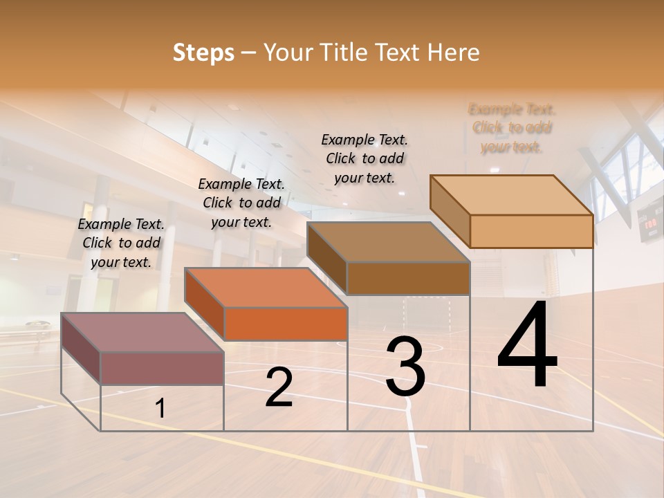 A Large Gymnasium With A Basketball Court And Wooden Floors PowerPoint Template