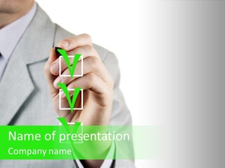 A Man In A Suit Writing On A Screen PowerPoint Template