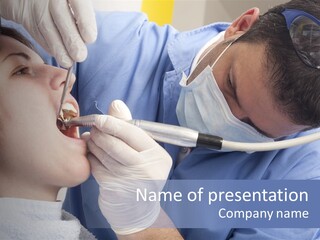 A Man Getting His Teeth Checked By A Dentist PowerPoint Template