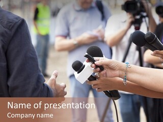 A Group Of People Holding Microphones In Front Of Microphones PowerPoint Template