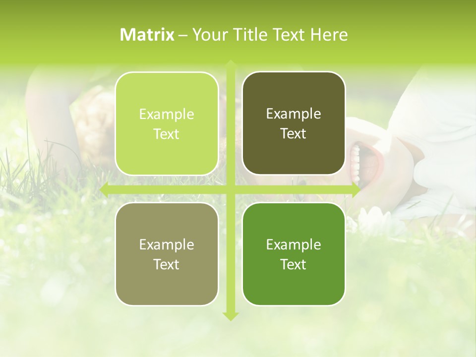 Two Children Laying In The Grass With Their Mouths Open PowerPoint Template