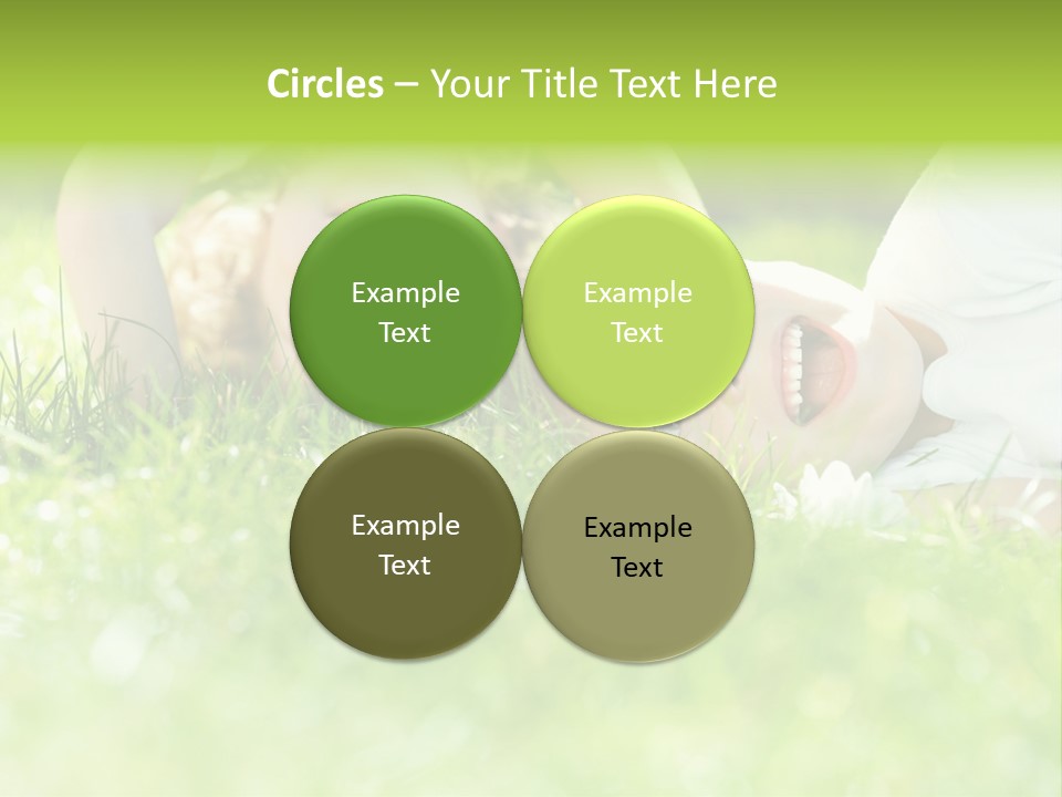 Two Children Laying In The Grass With Their Mouths Open PowerPoint Template