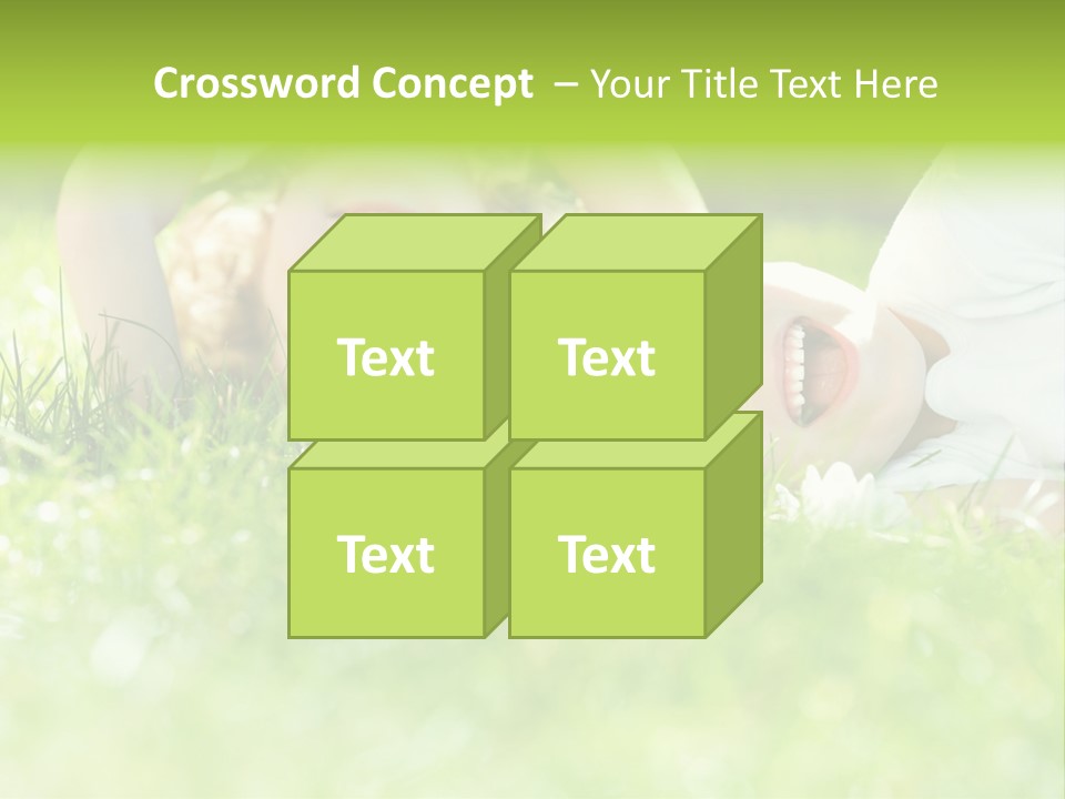 Two Children Laying In The Grass With Their Mouths Open PowerPoint Template