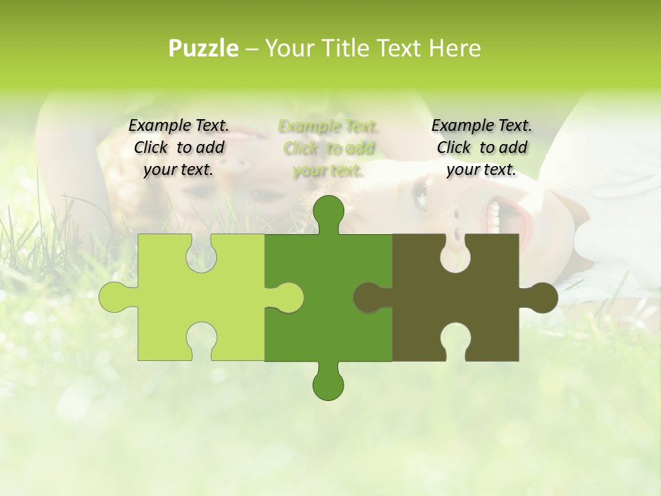 Two Children Laying In The Grass With Their Mouths Open PowerPoint Template