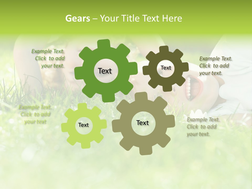 Two Children Laying In The Grass With Their Mouths Open PowerPoint Template