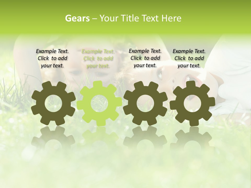 Two Children Laying In The Grass With Their Mouths Open PowerPoint Template