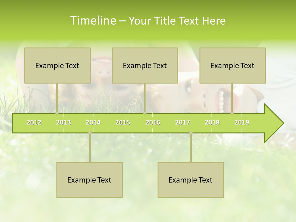 Two Children Laying In The Grass With Their Mouths Open PowerPoint Template