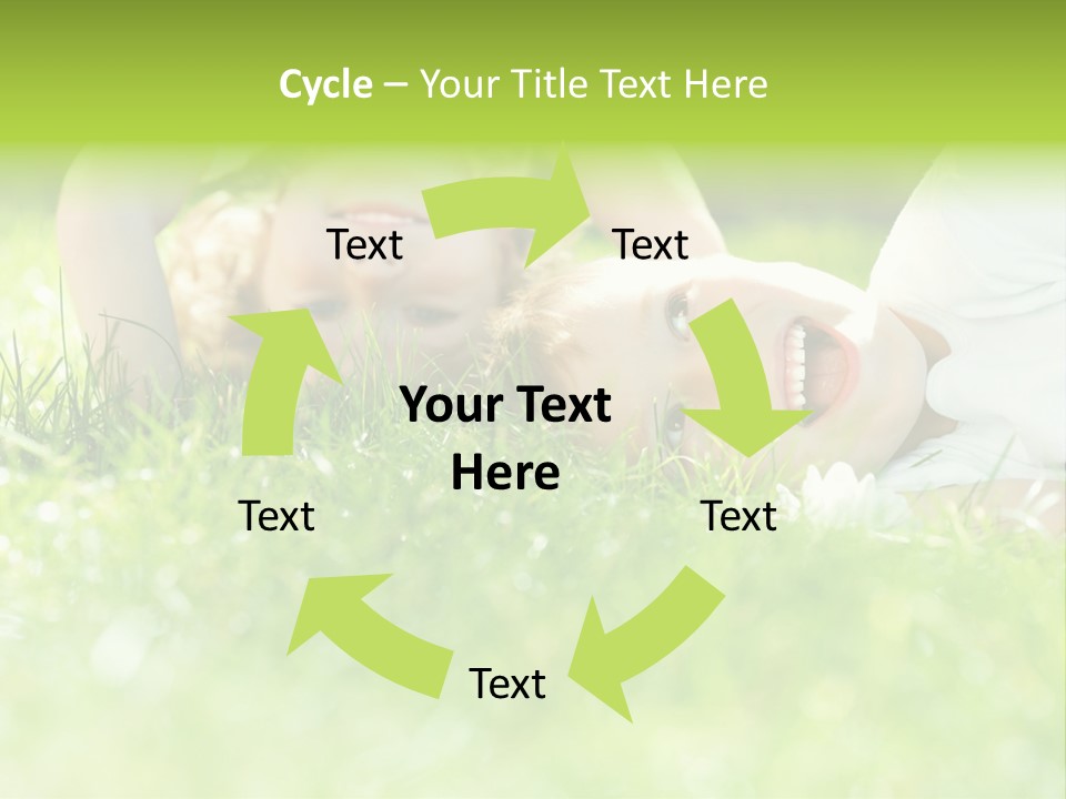 Two Children Laying In The Grass With Their Mouths Open PowerPoint Template