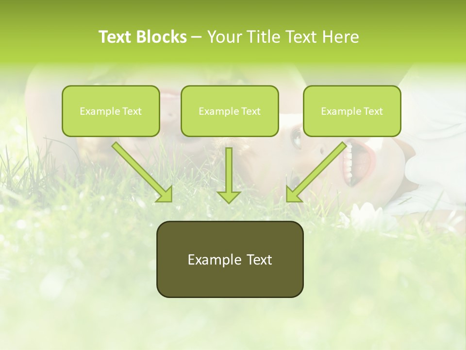 Two Children Laying In The Grass With Their Mouths Open PowerPoint Template