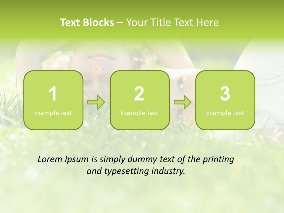 Two Children Laying In The Grass With Their Mouths Open PowerPoint Template