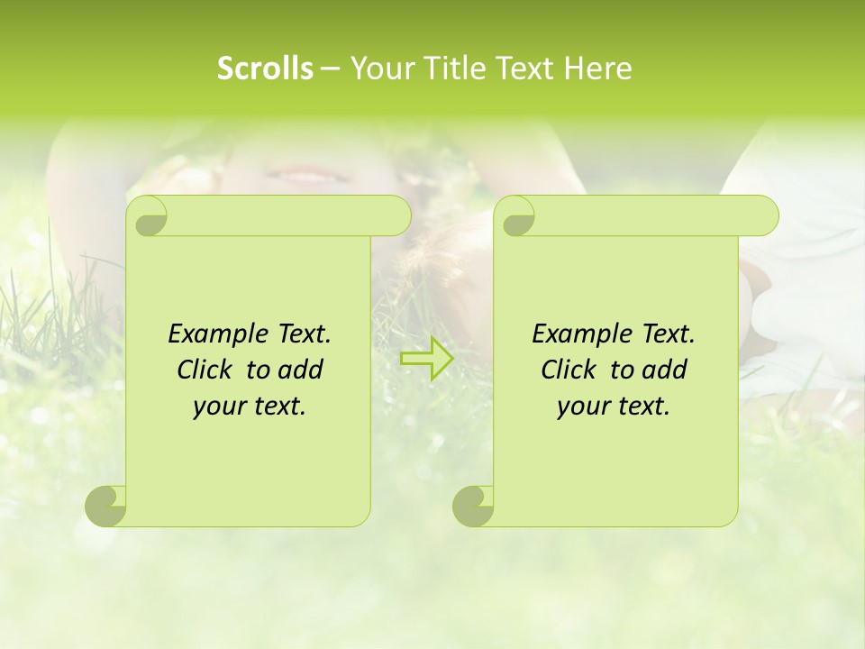 Two Children Laying In The Grass With Their Mouths Open PowerPoint Template