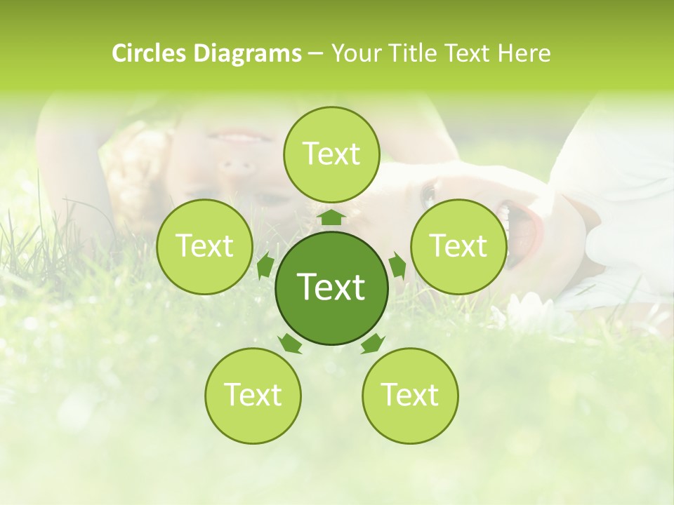 Two Children Laying In The Grass With Their Mouths Open PowerPoint Template