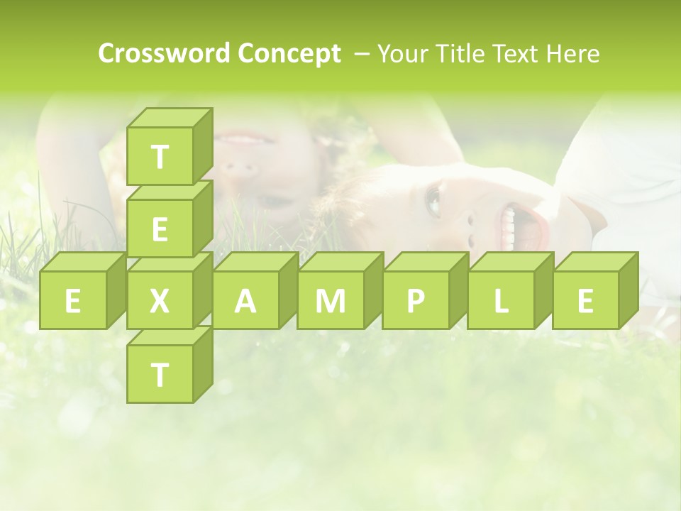 Two Children Laying In The Grass With Their Mouths Open PowerPoint Template