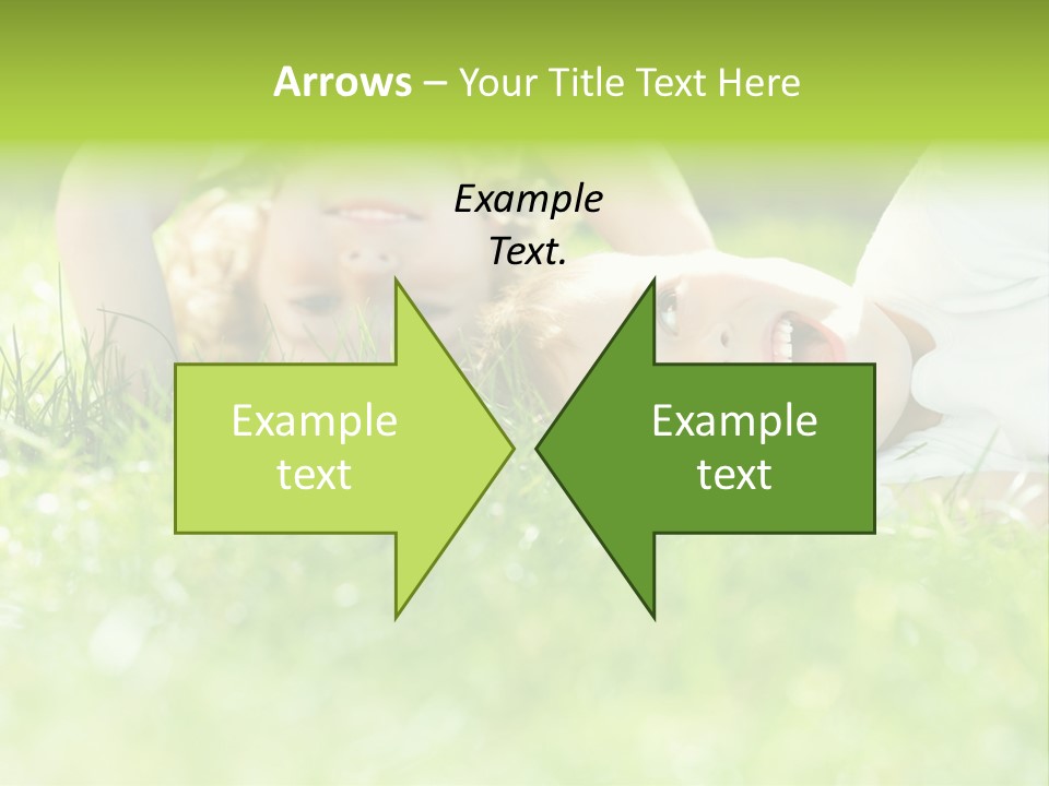 Two Children Laying In The Grass With Their Mouths Open PowerPoint Template