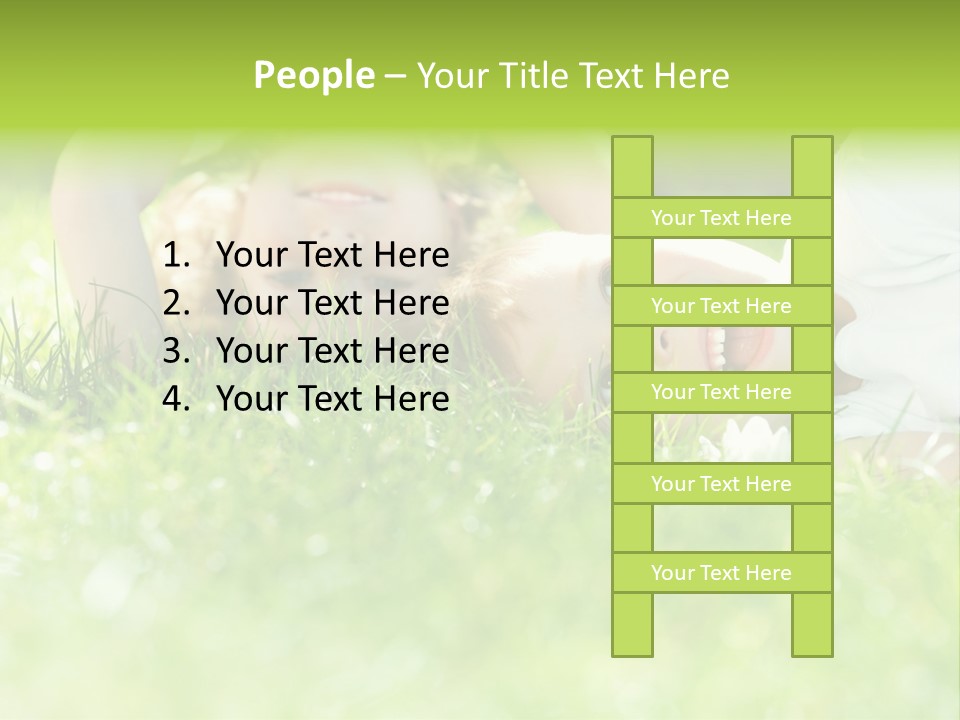 Two Children Laying In The Grass With Their Mouths Open PowerPoint Template