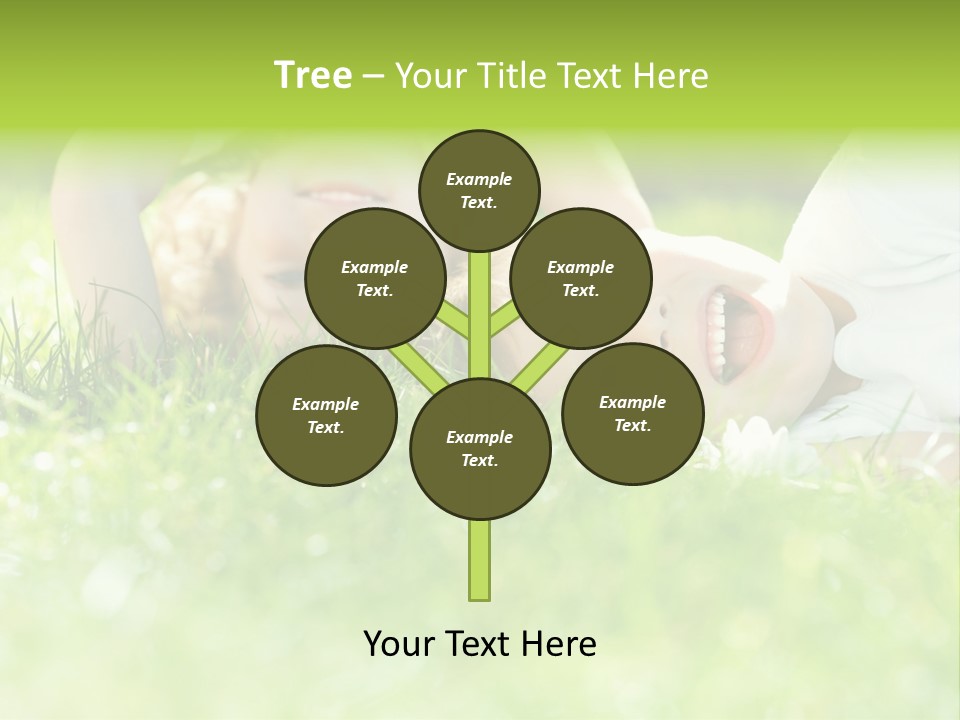 Two Children Laying In The Grass With Their Mouths Open PowerPoint Template