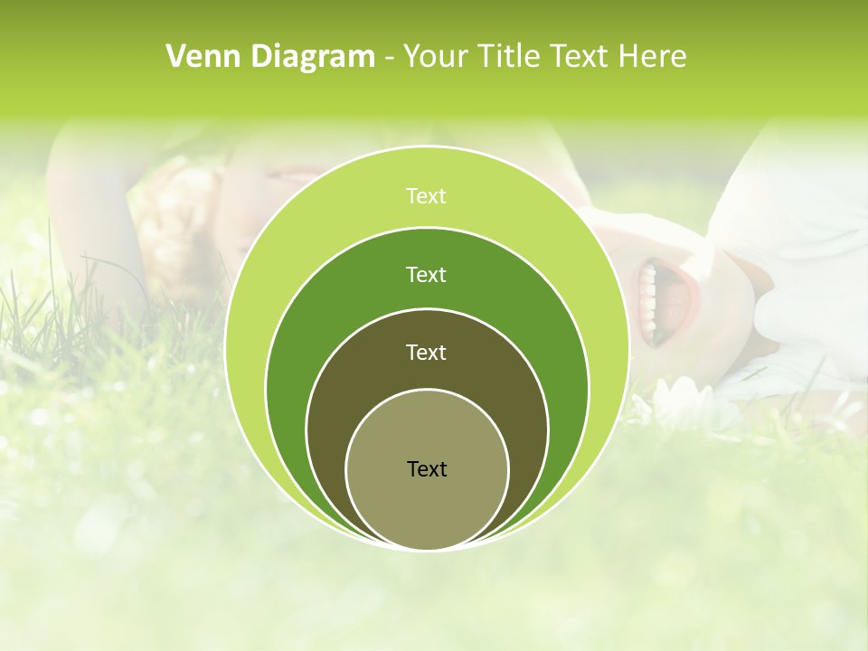 Two Children Laying In The Grass With Their Mouths Open PowerPoint Template