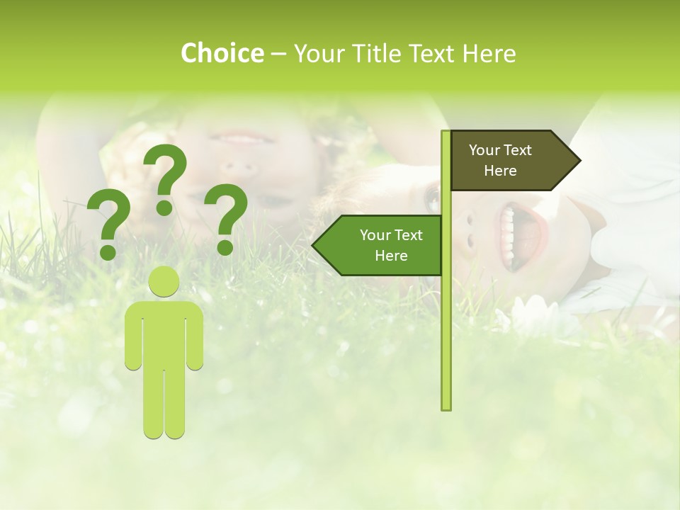 Two Children Laying In The Grass With Their Mouths Open PowerPoint Template