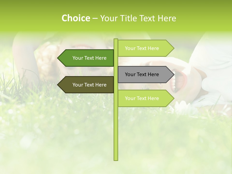 Two Children Laying In The Grass With Their Mouths Open PowerPoint Template