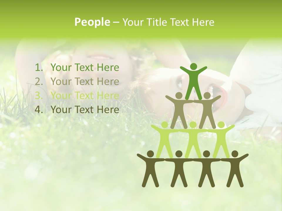 Two Children Laying In The Grass With Their Mouths Open PowerPoint Template