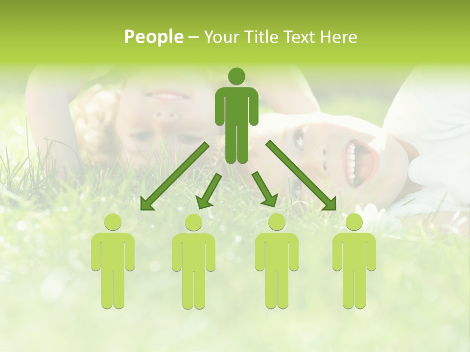 Two Children Laying In The Grass With Their Mouths Open PowerPoint Template