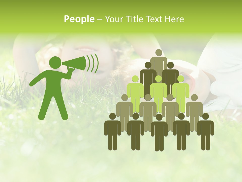 Two Children Laying In The Grass With Their Mouths Open PowerPoint Template