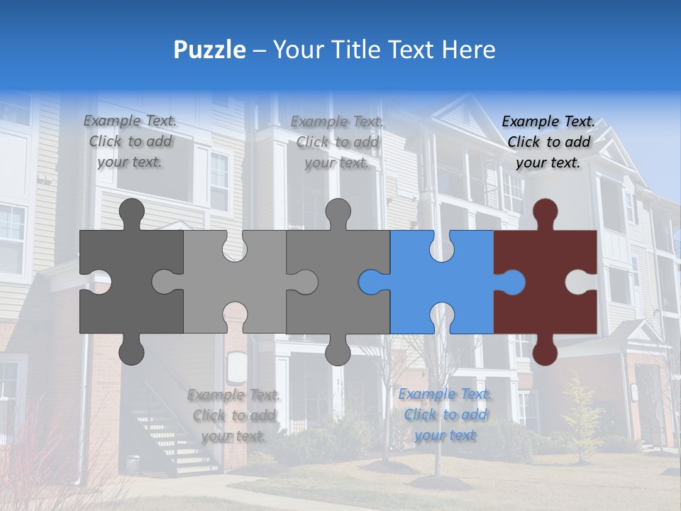 A Group Of Apartment Buildings With Stairs Leading Up To Them PowerPoint Template