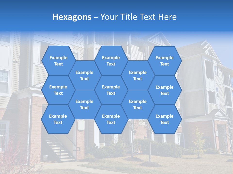 A Group Of Apartment Buildings With Stairs Leading Up To Them PowerPoint Template