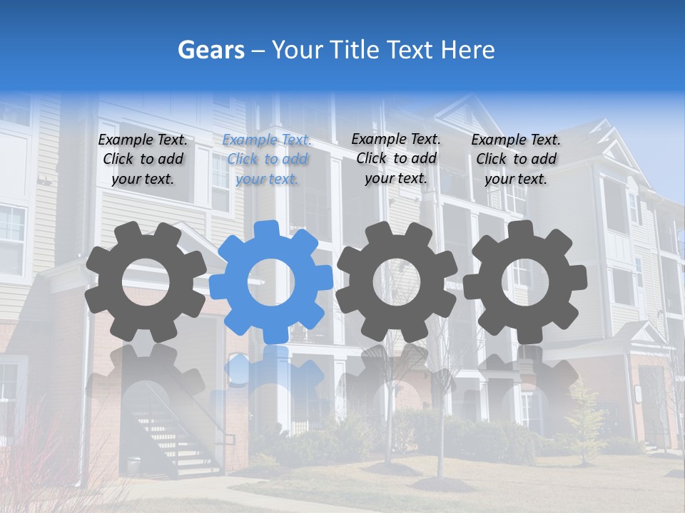 A Group Of Apartment Buildings With Stairs Leading Up To Them PowerPoint Template