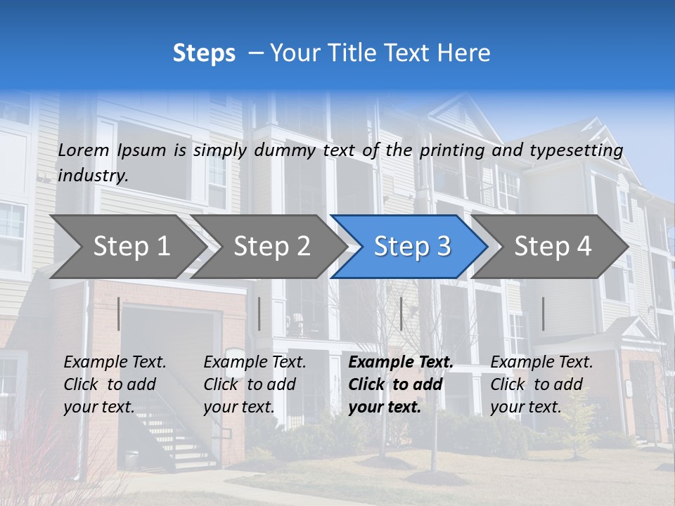 A Group Of Apartment Buildings With Stairs Leading Up To Them PowerPoint Template