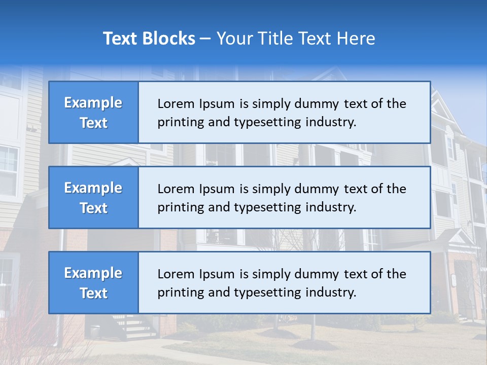 A Group Of Apartment Buildings With Stairs Leading Up To Them PowerPoint Template