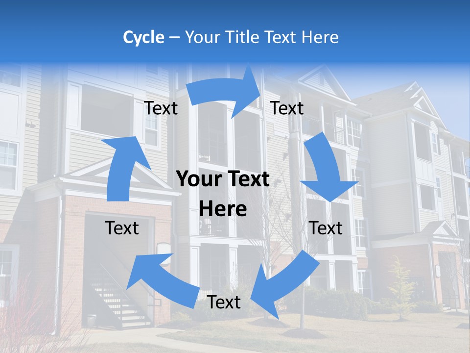 A Group Of Apartment Buildings With Stairs Leading Up To Them PowerPoint Template