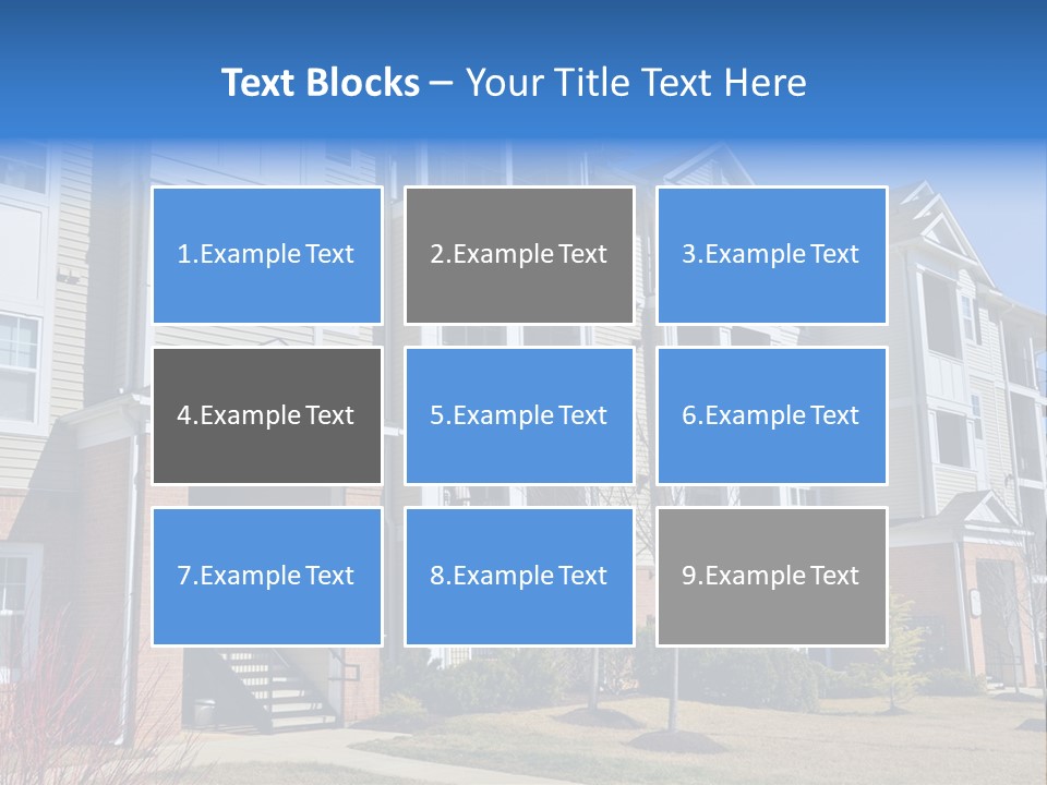 A Group Of Apartment Buildings With Stairs Leading Up To Them PowerPoint Template