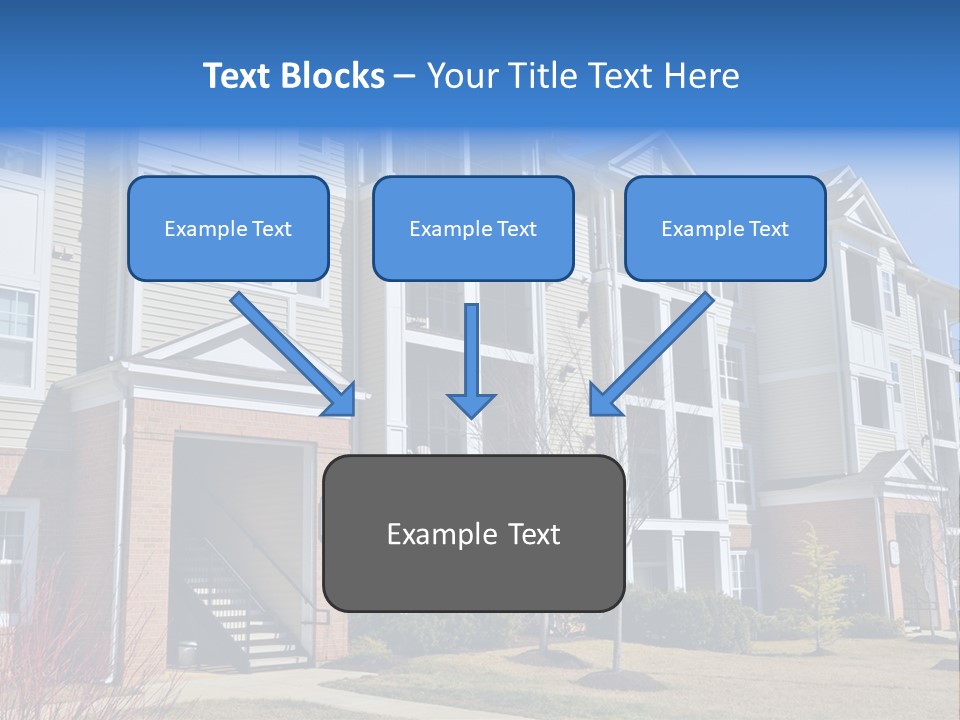 A Group Of Apartment Buildings With Stairs Leading Up To Them PowerPoint Template