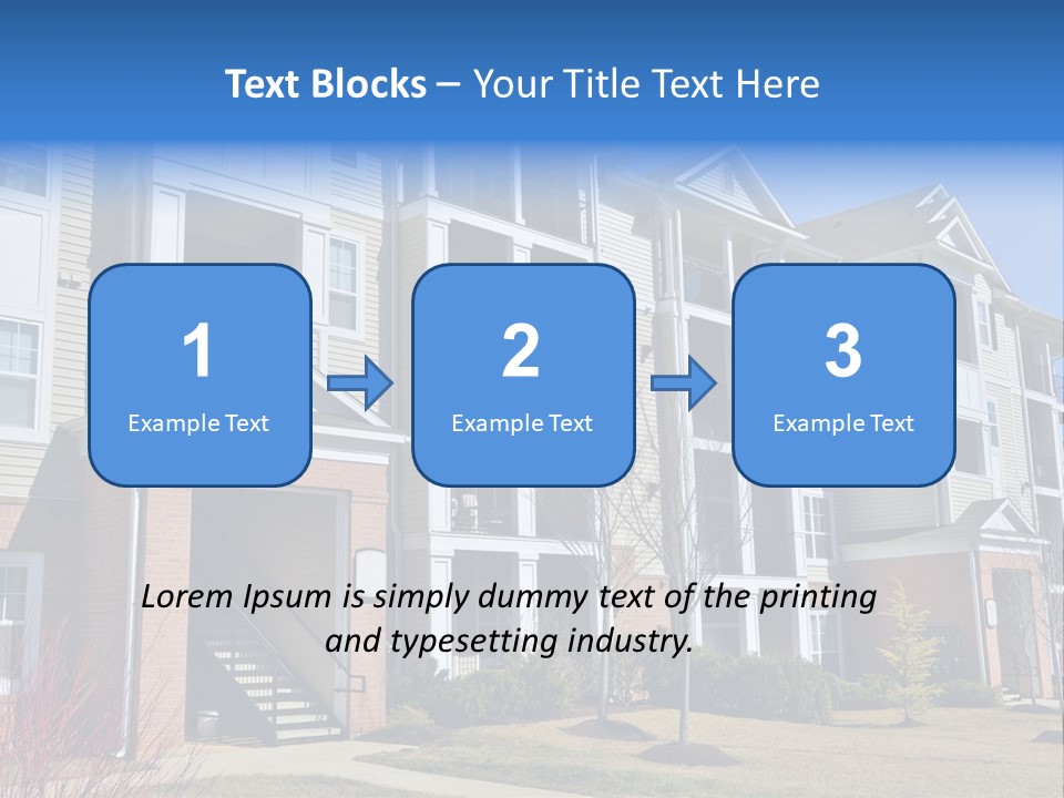 A Group Of Apartment Buildings With Stairs Leading Up To Them PowerPoint Template