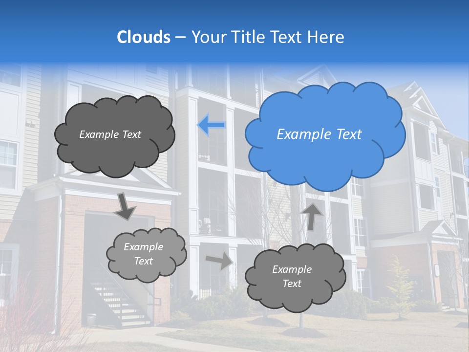 A Group Of Apartment Buildings With Stairs Leading Up To Them PowerPoint Template