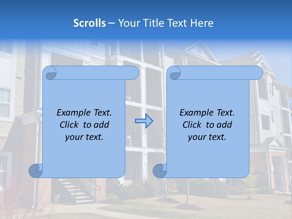 A Group Of Apartment Buildings With Stairs Leading Up To Them PowerPoint Template