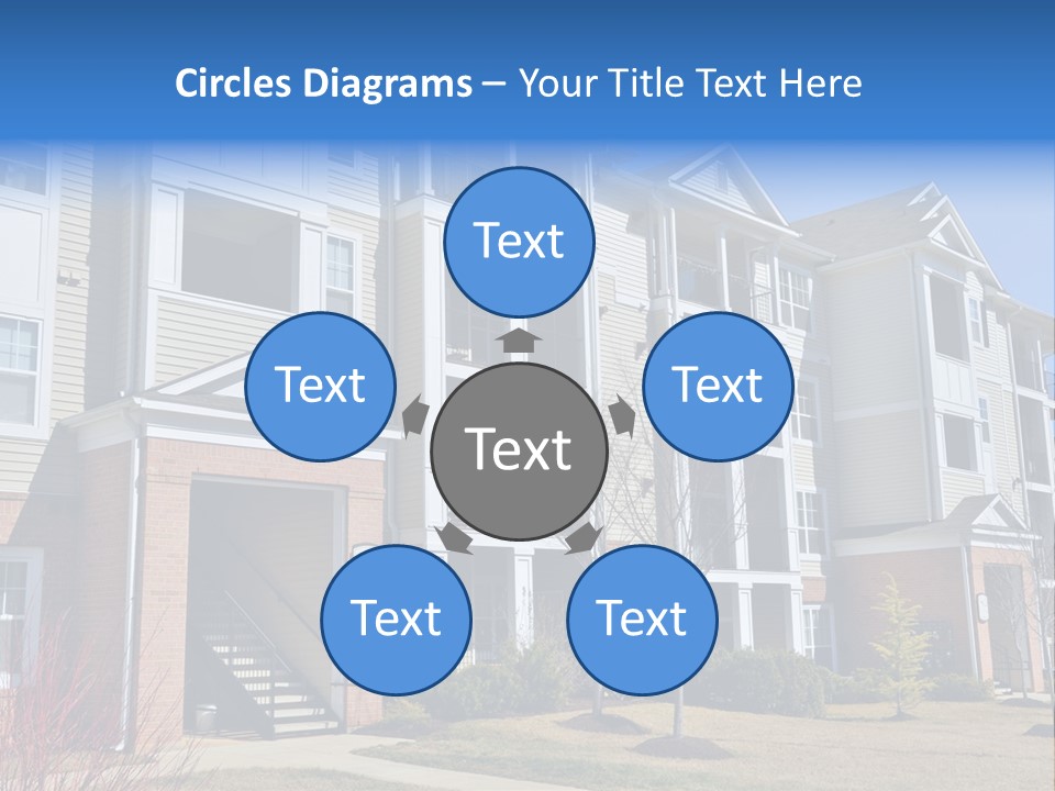 A Group Of Apartment Buildings With Stairs Leading Up To Them PowerPoint Template
