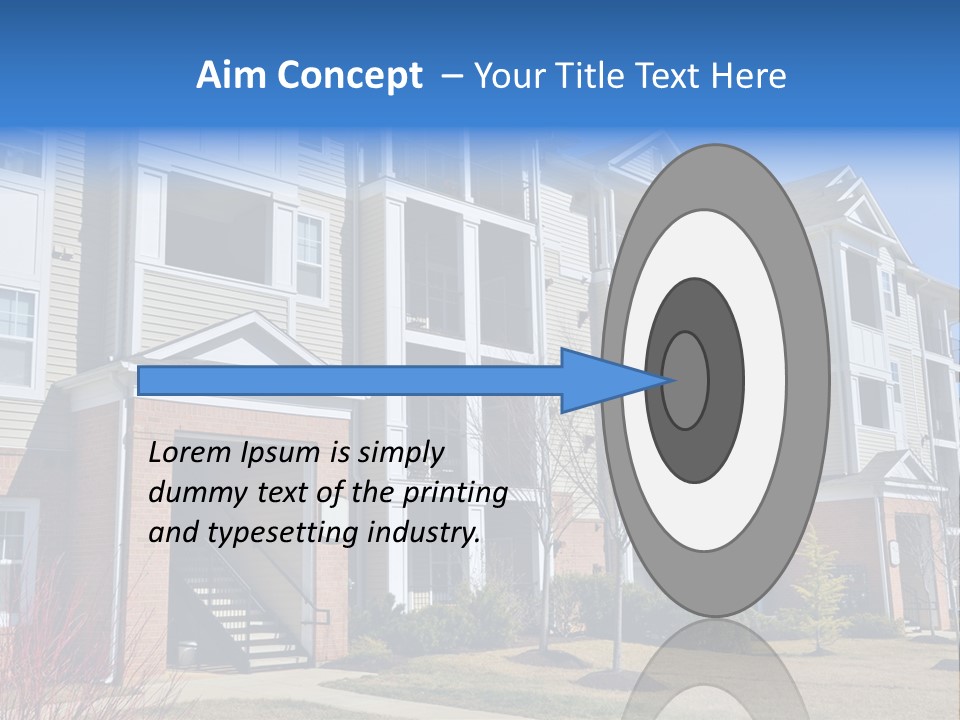 A Group Of Apartment Buildings With Stairs Leading Up To Them PowerPoint Template