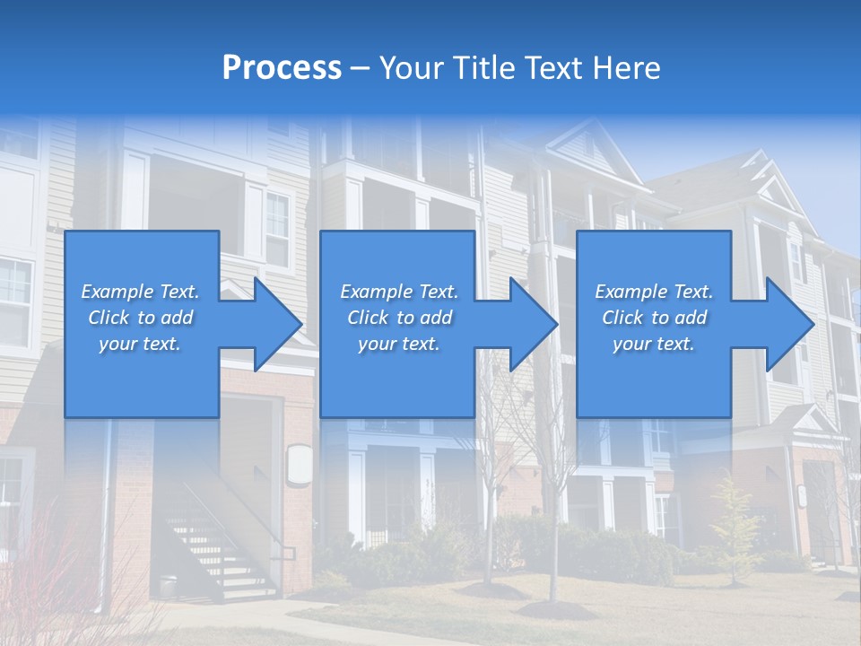 A Group Of Apartment Buildings With Stairs Leading Up To Them PowerPoint Template