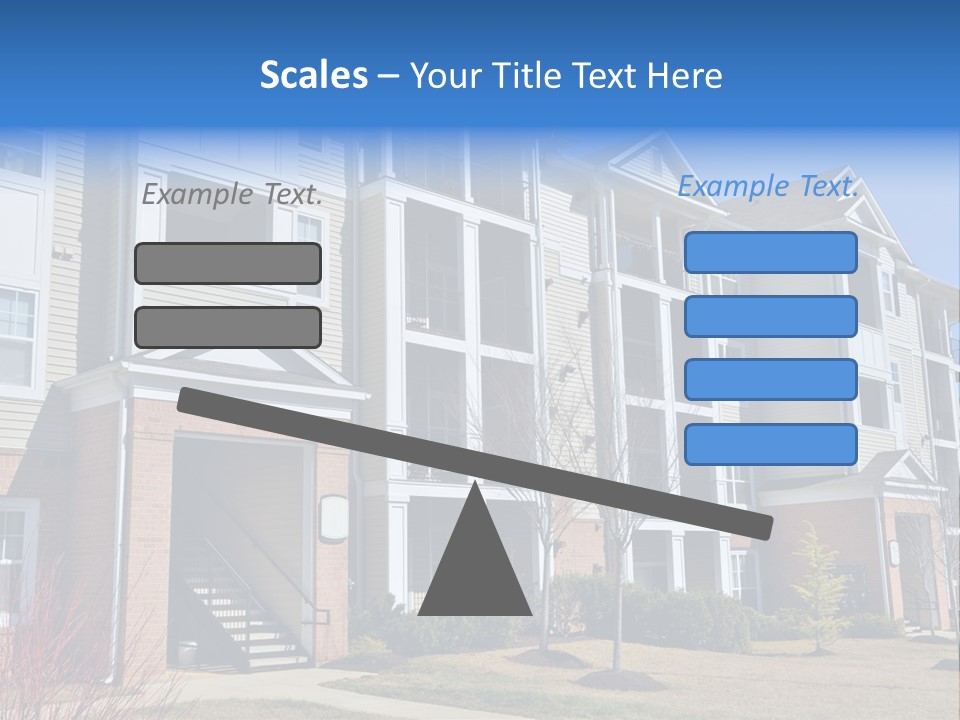 A Group Of Apartment Buildings With Stairs Leading Up To Them PowerPoint Template