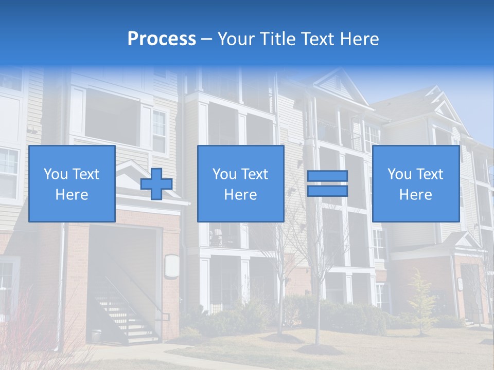 A Group Of Apartment Buildings With Stairs Leading Up To Them PowerPoint Template