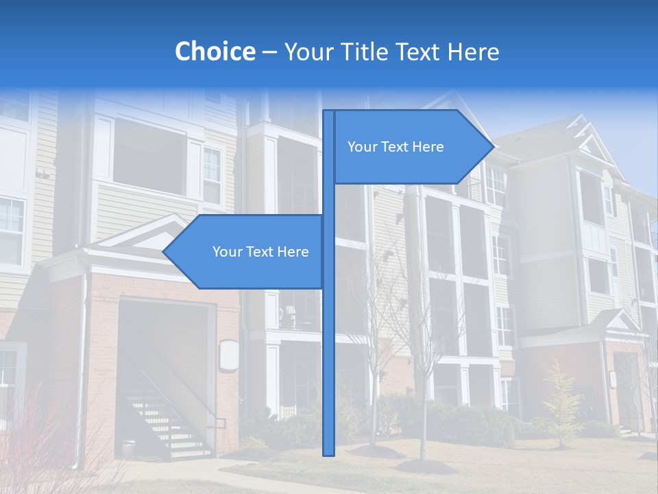 A Group Of Apartment Buildings With Stairs Leading Up To Them PowerPoint Template