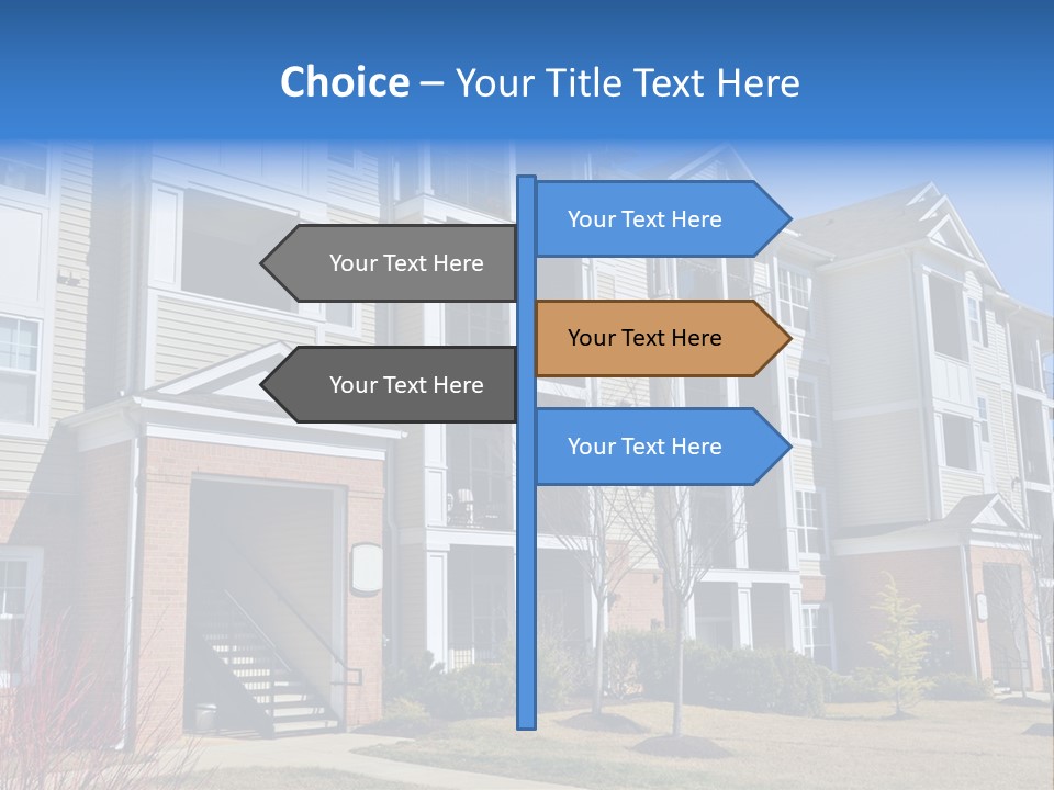 A Group Of Apartment Buildings With Stairs Leading Up To Them PowerPoint Template