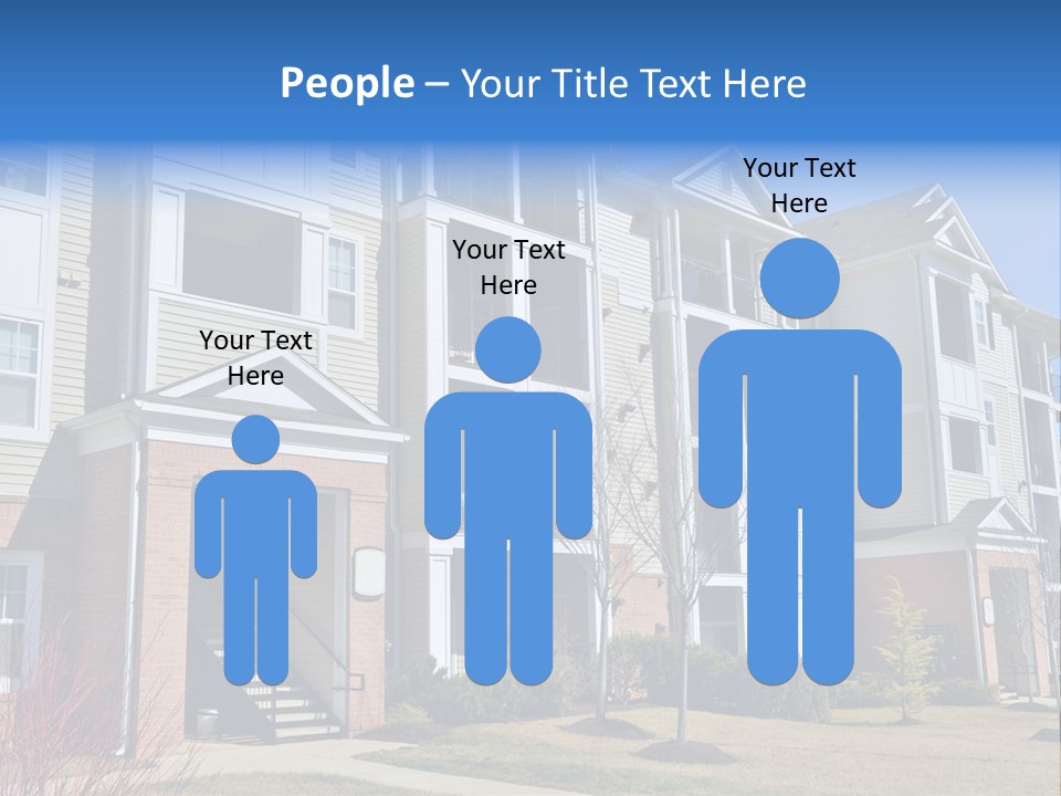 A Group Of Apartment Buildings With Stairs Leading Up To Them PowerPoint Template