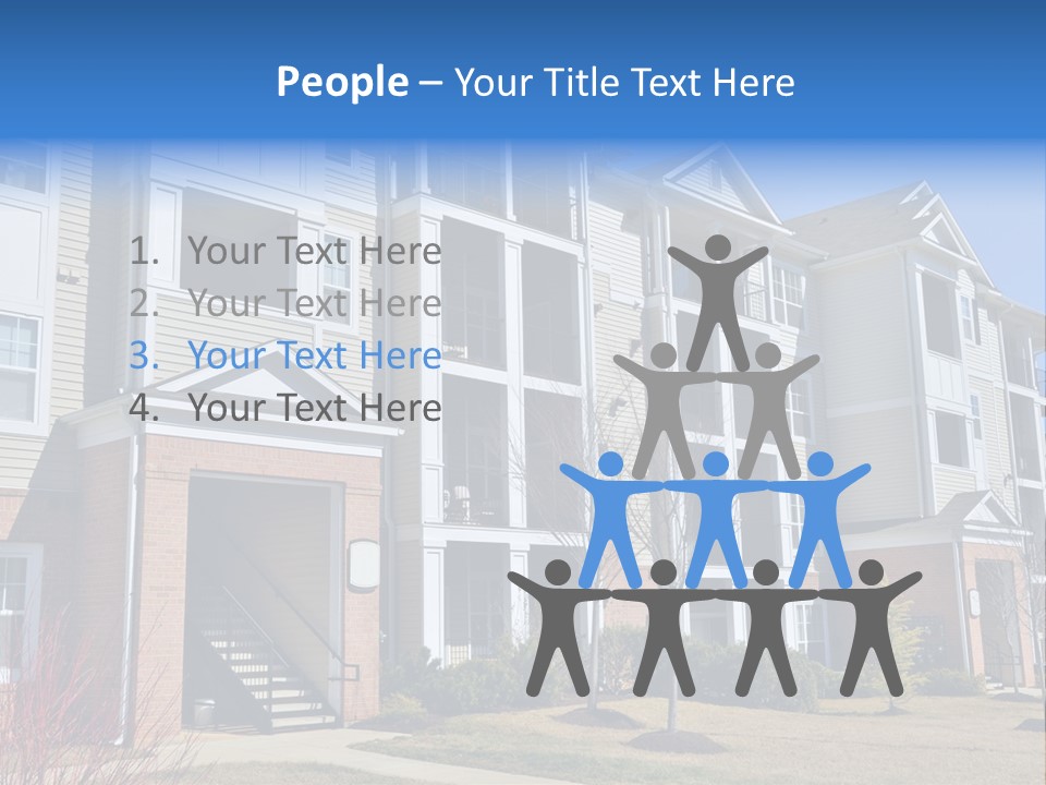 A Group Of Apartment Buildings With Stairs Leading Up To Them PowerPoint Template