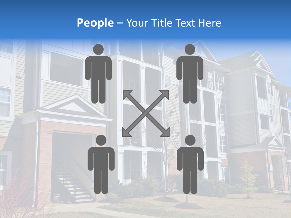 A Group Of Apartment Buildings With Stairs Leading Up To Them PowerPoint Template