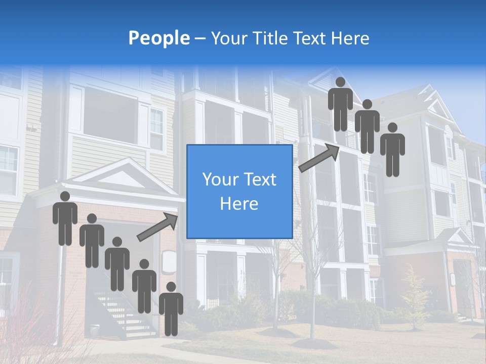 A Group Of Apartment Buildings With Stairs Leading Up To Them PowerPoint Template