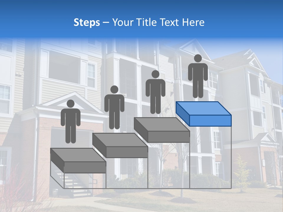 A Group Of Apartment Buildings With Stairs Leading Up To Them PowerPoint Template